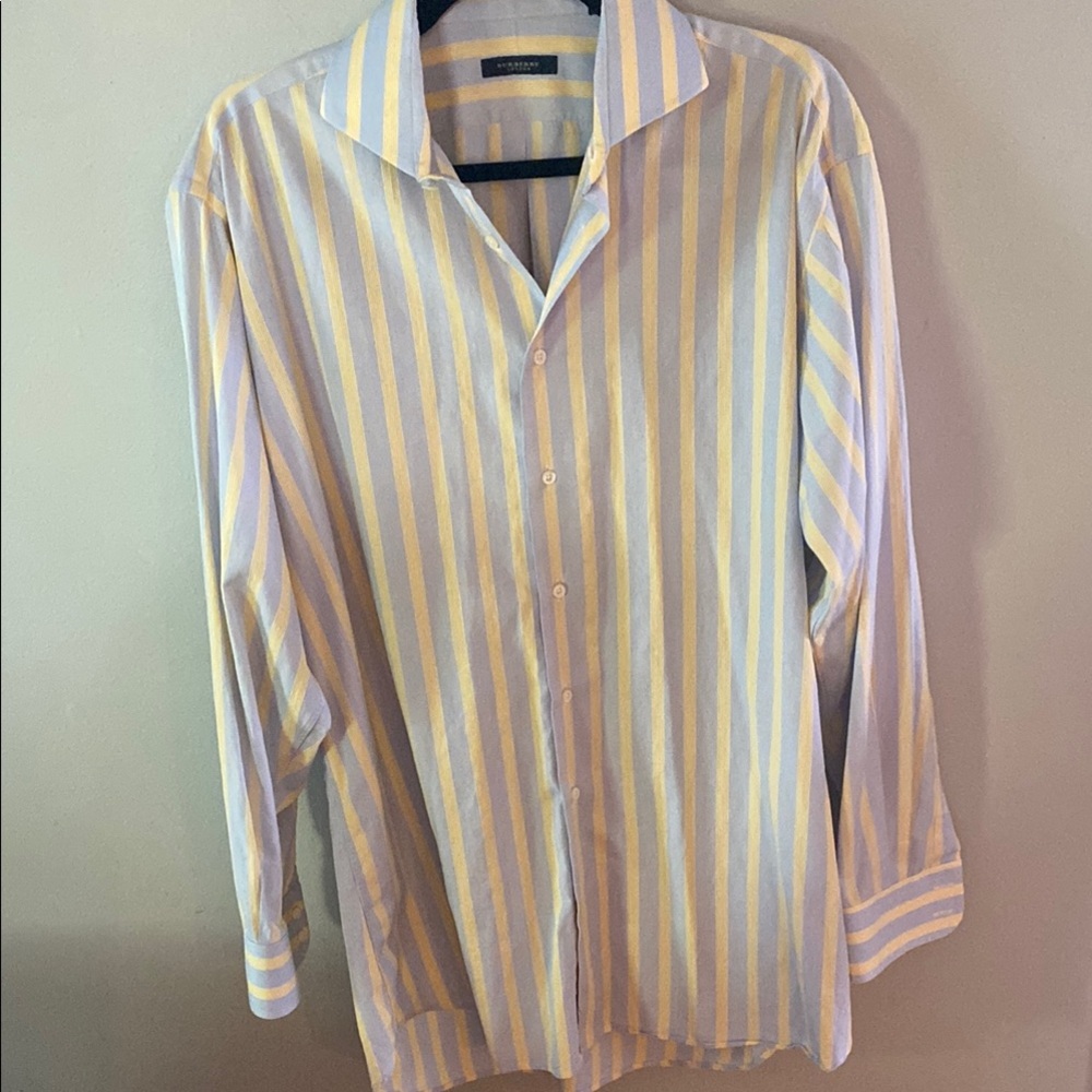 Burberry Yellow and Blue Casual Button Down Shirt
